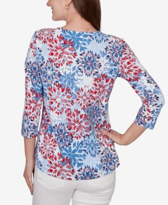 Petite Floral Medallion Knit Top