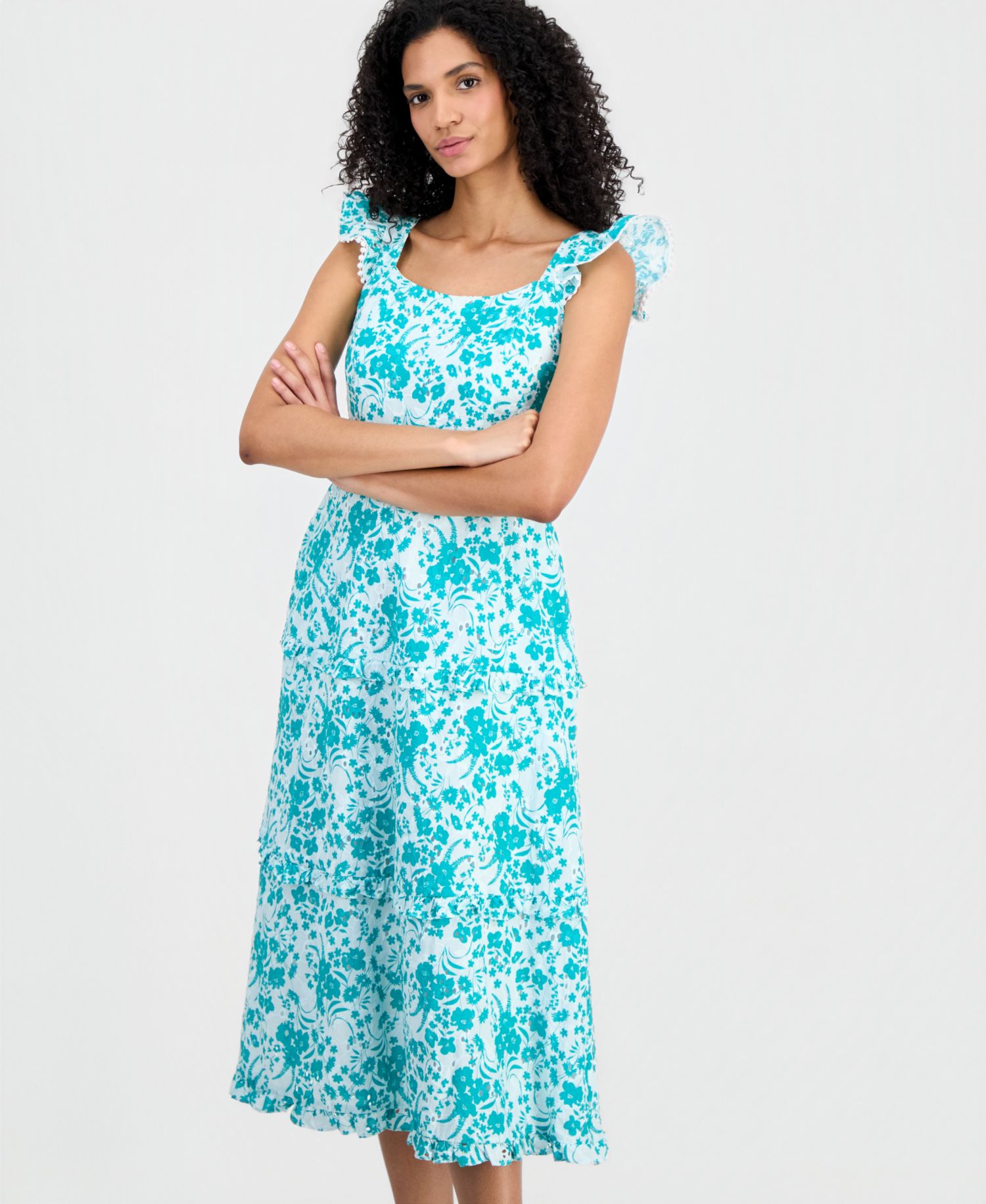 Women's Ruffled Tiered Midi Dress