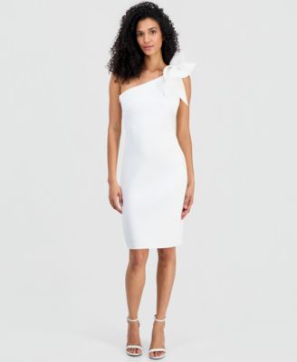 Women's One-Shoulder Asymmetrical Ruffle-Detail Sheath Dress