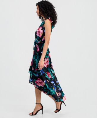 Women's Ruffle-Sleeve V-Neck High-low Patio Wrap Dress