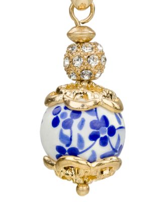 Gold-Tone Plated Wire Bead Drop Earrings