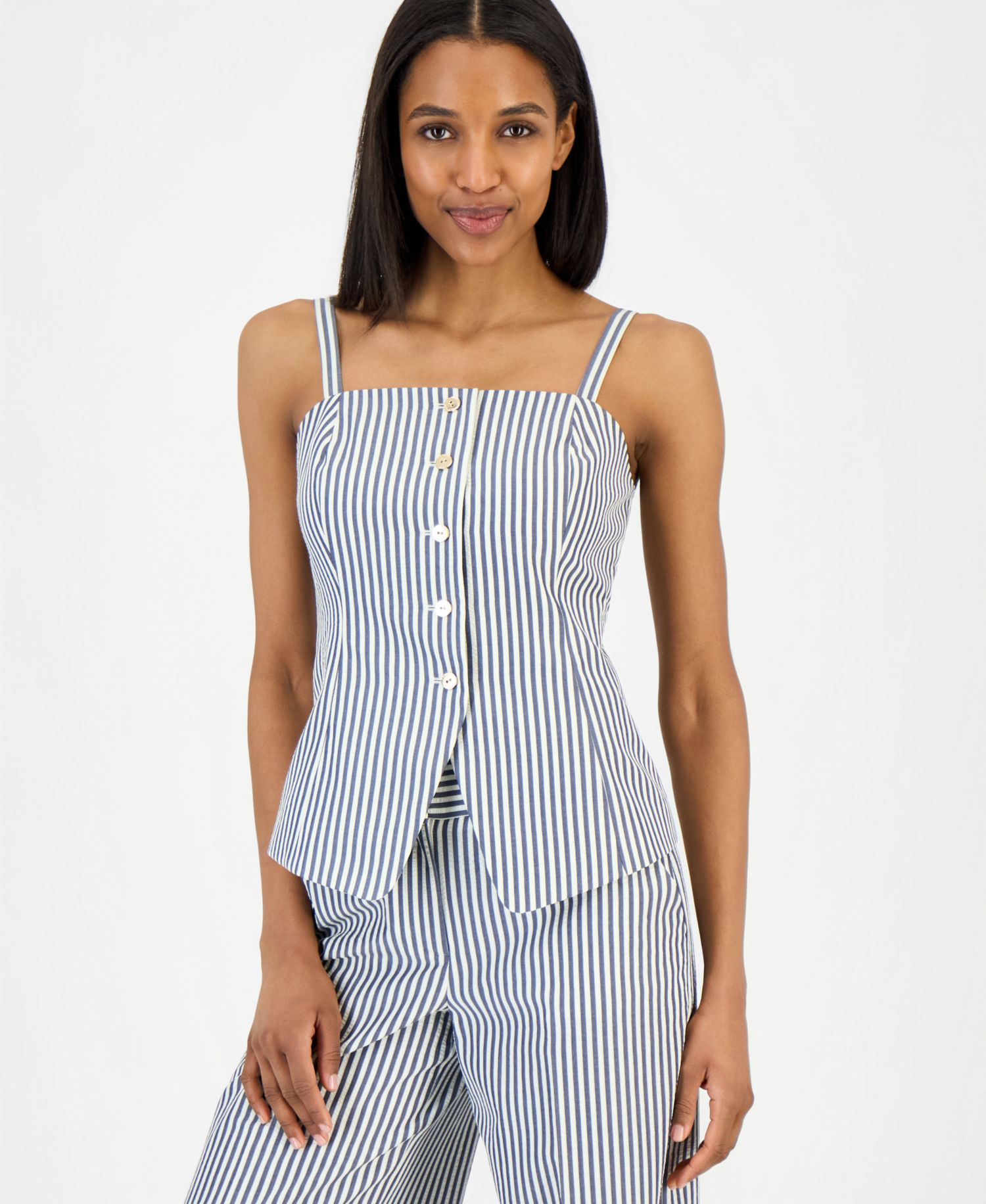 Women's Seersucker Stripe Wide-Leg Pants