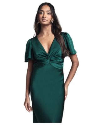 Women's Satin Midi Bridesmaid Dress