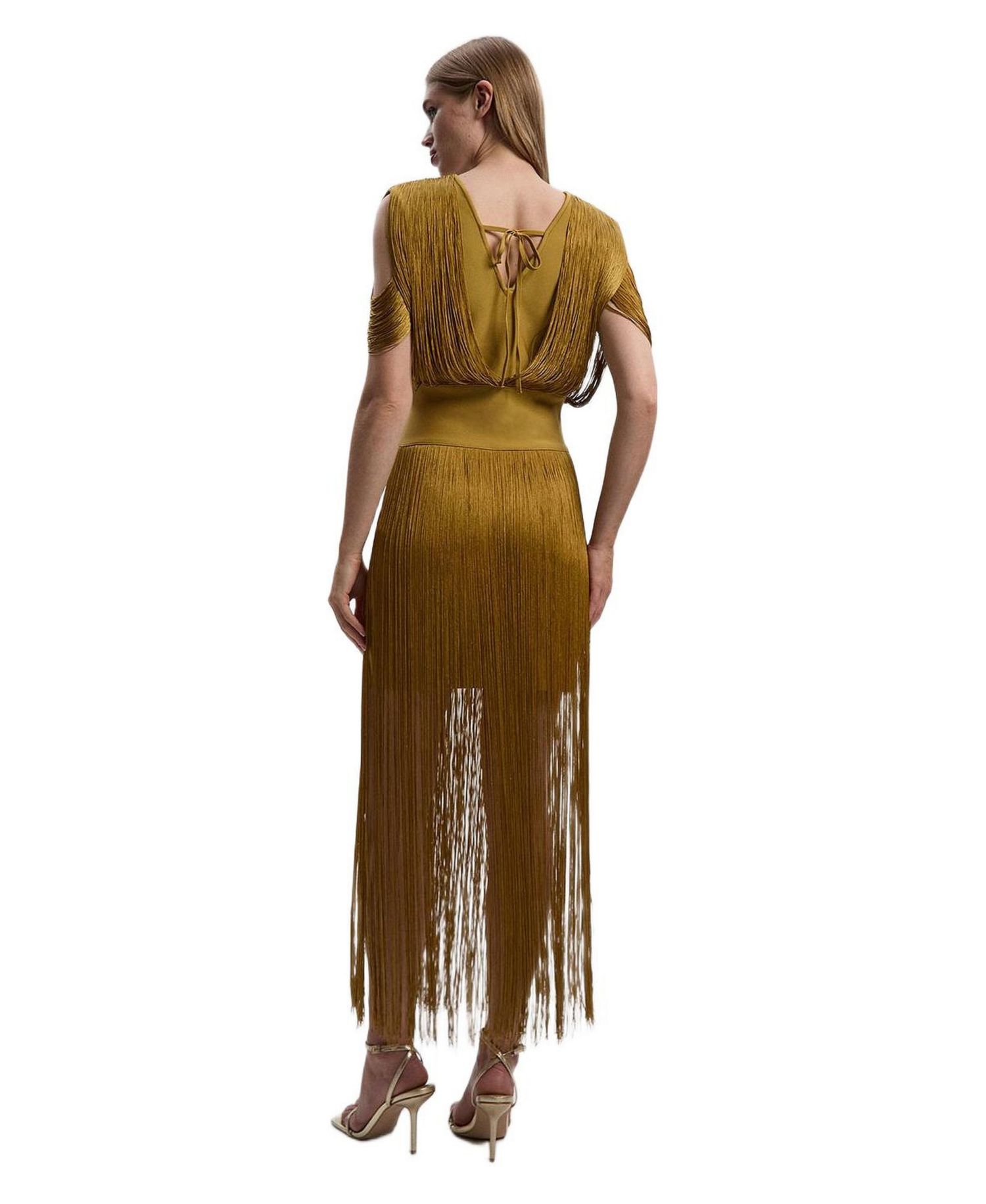 Women's Bandage Knit Fringe Detail Dress