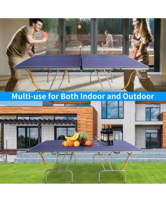 96x48 Inch Mid-Size Table Tennis Table Foldable Ping Pong Set with Net Paddles for Apartment Small Space