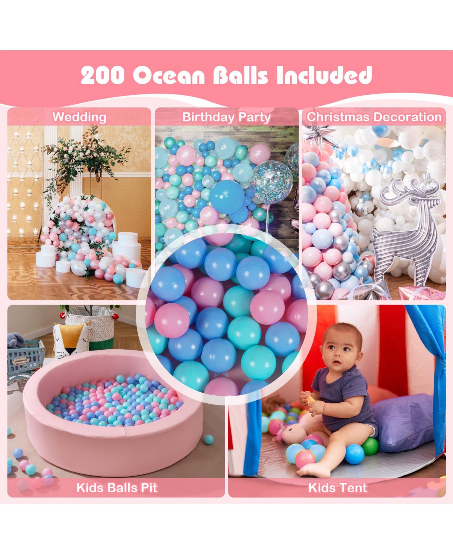 42.5" Round Foam Ball Pit for Toddlers with Washable Cover