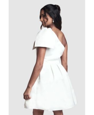 Women's One Shoulder Bow Bridal Mini Dress