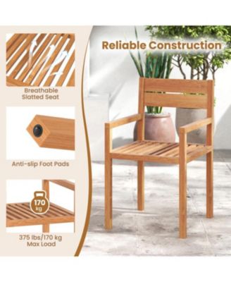 Teak Wood Outdoor Dining Armchair for Patio or Garden