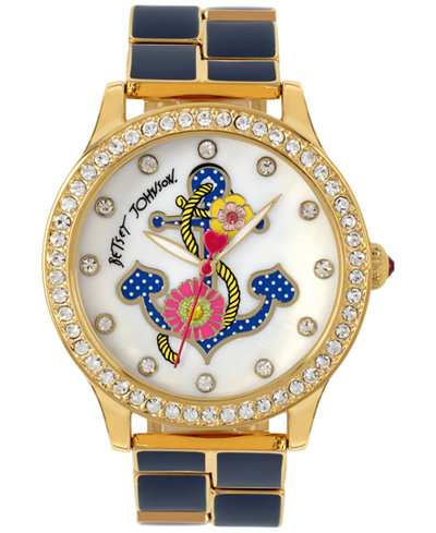 Betsey Johnson Women's Gold-Tone and Navy Bracelet Watch 42mm BJ00198-07