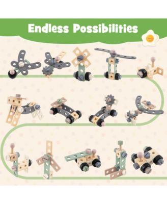 2-in-1 Kids Rolling Cart with Play Tools Set for Construction & Role Play