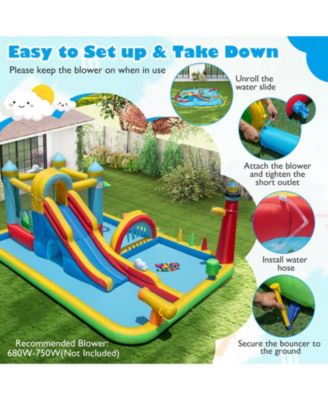 Giant Inflatable Water Slide Park with Long Slide & Jumping Area
