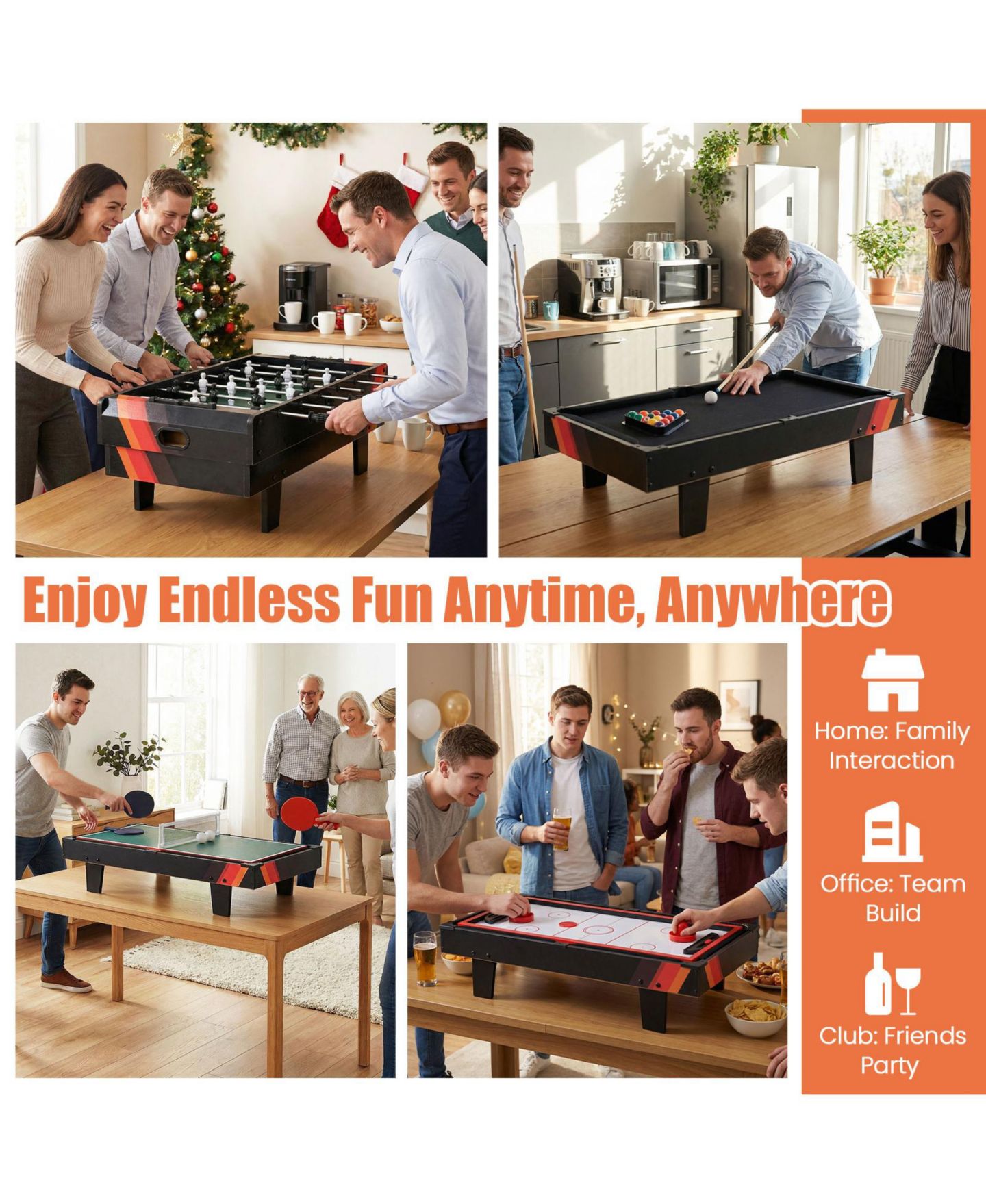 Детские игрушки Mecale 4-in-1 Multi-Game Table Set, Ages 8+, цвет: Чёрный — фото 8