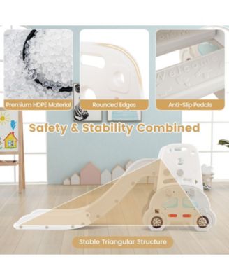 5-in-1 Toddler Slide Set with Art Easel, Stool and Book Rack