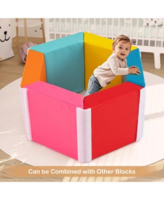 Hexagon Kids Ball Pit with Foam Mat, Detachable PU Covers