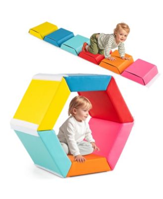 Hexagon Kids Ball Pit with Foam Mat, Detachable PU Covers