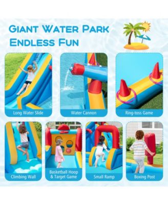 9-in-1 Inflatable Double Water Slide Park Giant Bounce House, 735W Blower Included