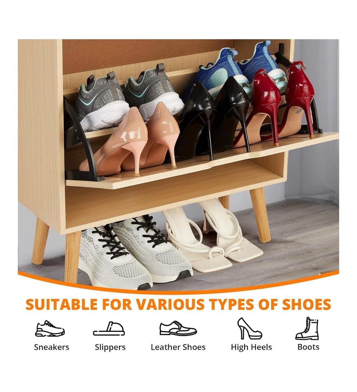 gaomon Shoe Cabinet Hidden Shoe Storage with 3 Flip Rattan Flip-Drawer and Anti-Tip Design, Shoe Cabinet, 18-20 Pairs Storage Organizer, Mdf Frame