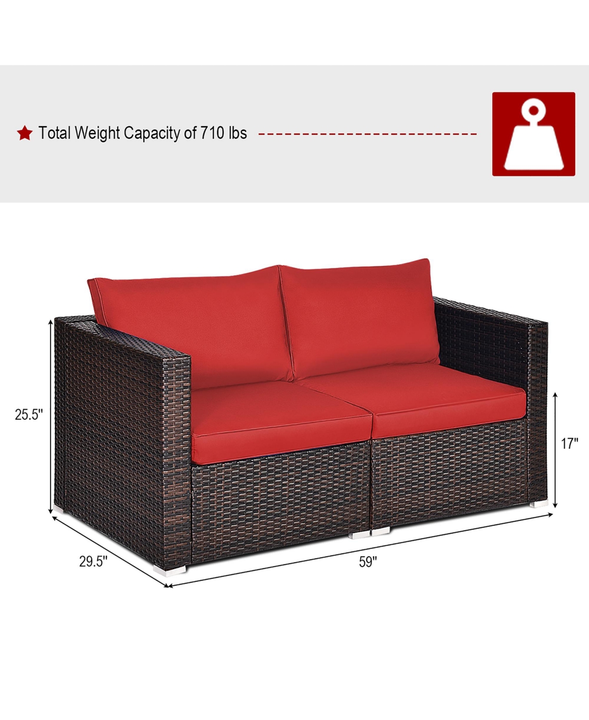 4PCS Patio Rattan Corner Sofa Sectional Furniture Set