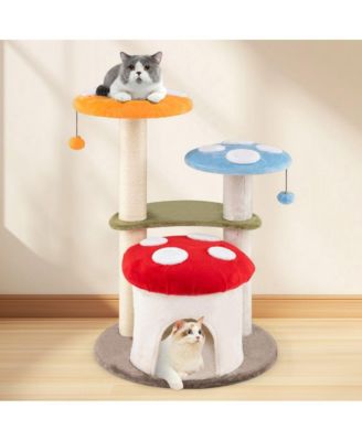 35" Cat Tower with Sisal Scratching Posts, Condo & Padded Platforms, Indoor Cat Tree