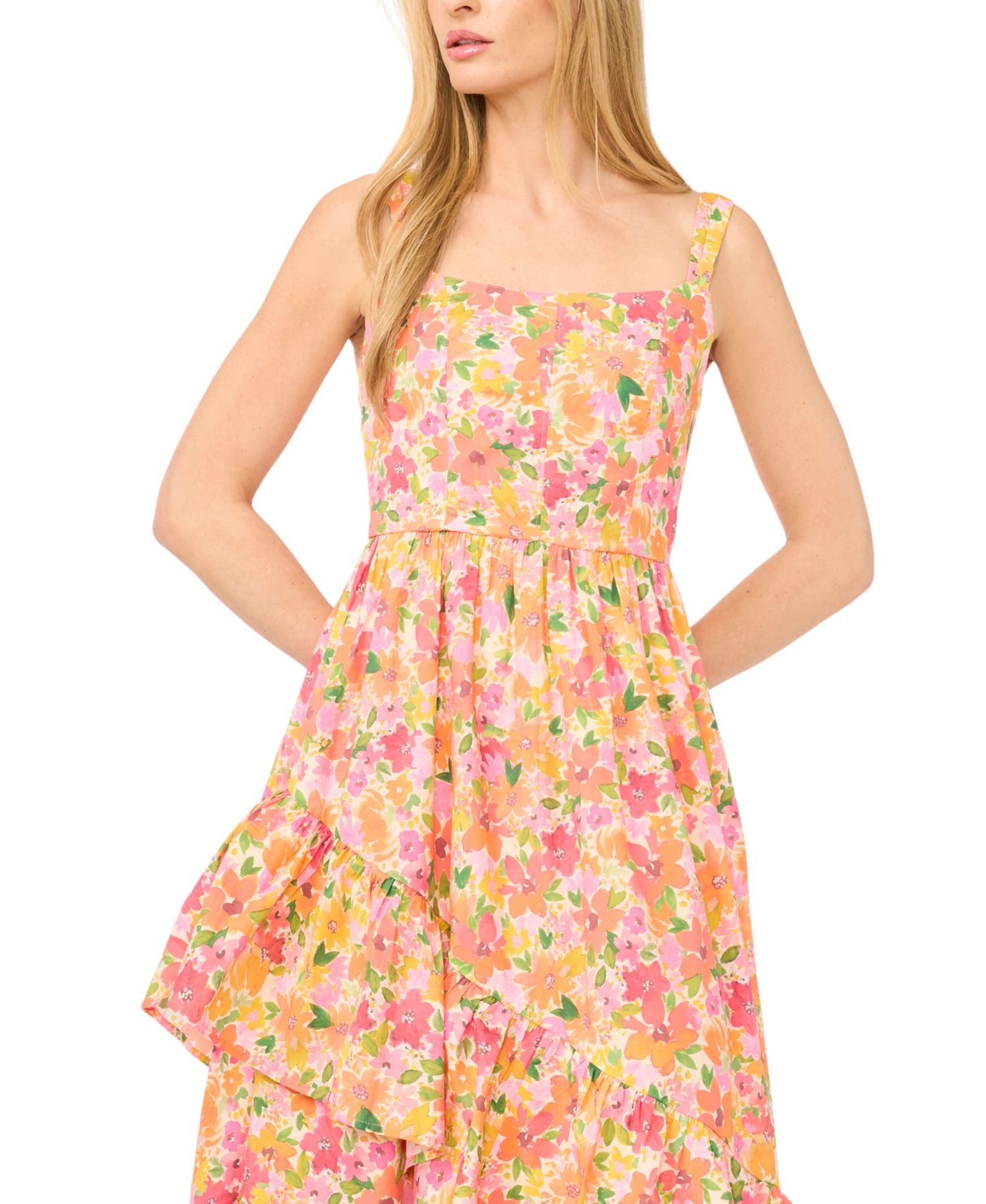 Women's Corset Asymmetrical Hem Ruffle Dress