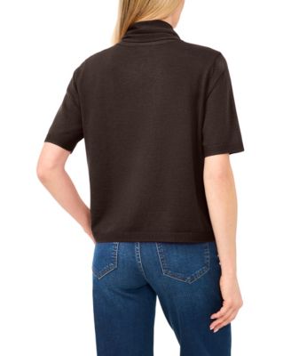 Women's Tie Neck Short-Sleeve Sweater