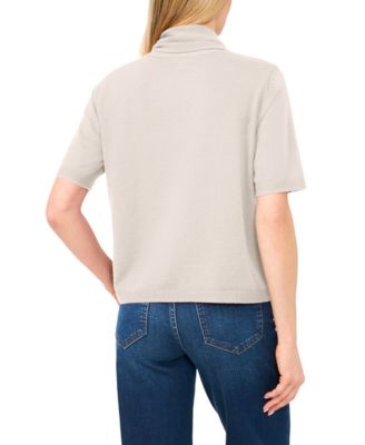 Women's Tie Neck Short-Sleeve Sweater