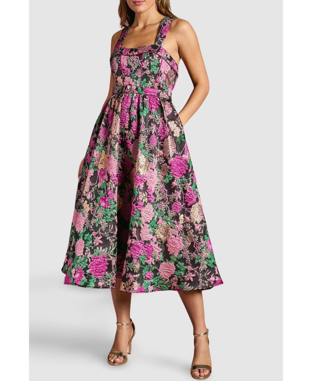 Coast Women's Corset Jacquard Midi Dress