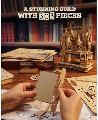Printing Press Wooden Puzzle, 3D Puzzles for Adults and Teens, Mechanical Wooden Model to Build, Toy House Warming Birthday