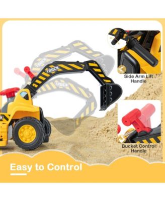 6V Kids Ride On Excavator Fun Digger with Folding Basketball Hoop