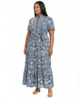 Plus Size Printed Tiered Dress
