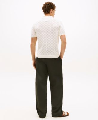 Men's Short-Sleeve Pointelle Knit Pattern Polo Shirt