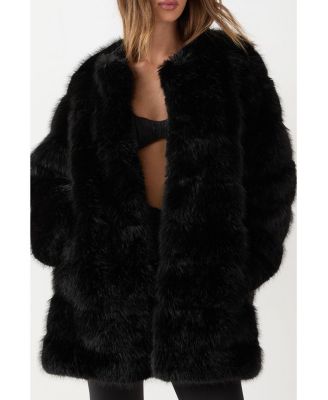 Women's Panelled Faux Fur Coat