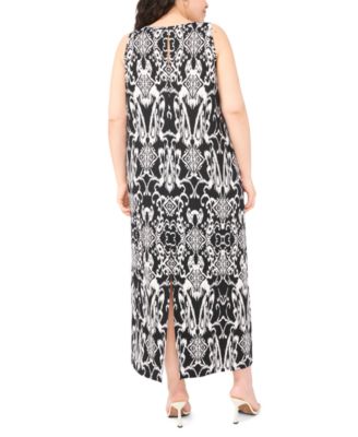 Plus Size Printed Round Neck Sleeveless Maxi Dress