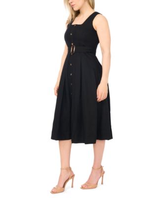 Petite Sleeveless Square Neck Midi Dress