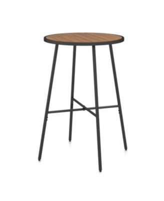 Patio Round Bar Height Table 41 Inch with Acacia Wood Top
