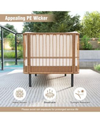 Patio Rattan Daybed Loveseat with Comfortable Seat and Back Cushions