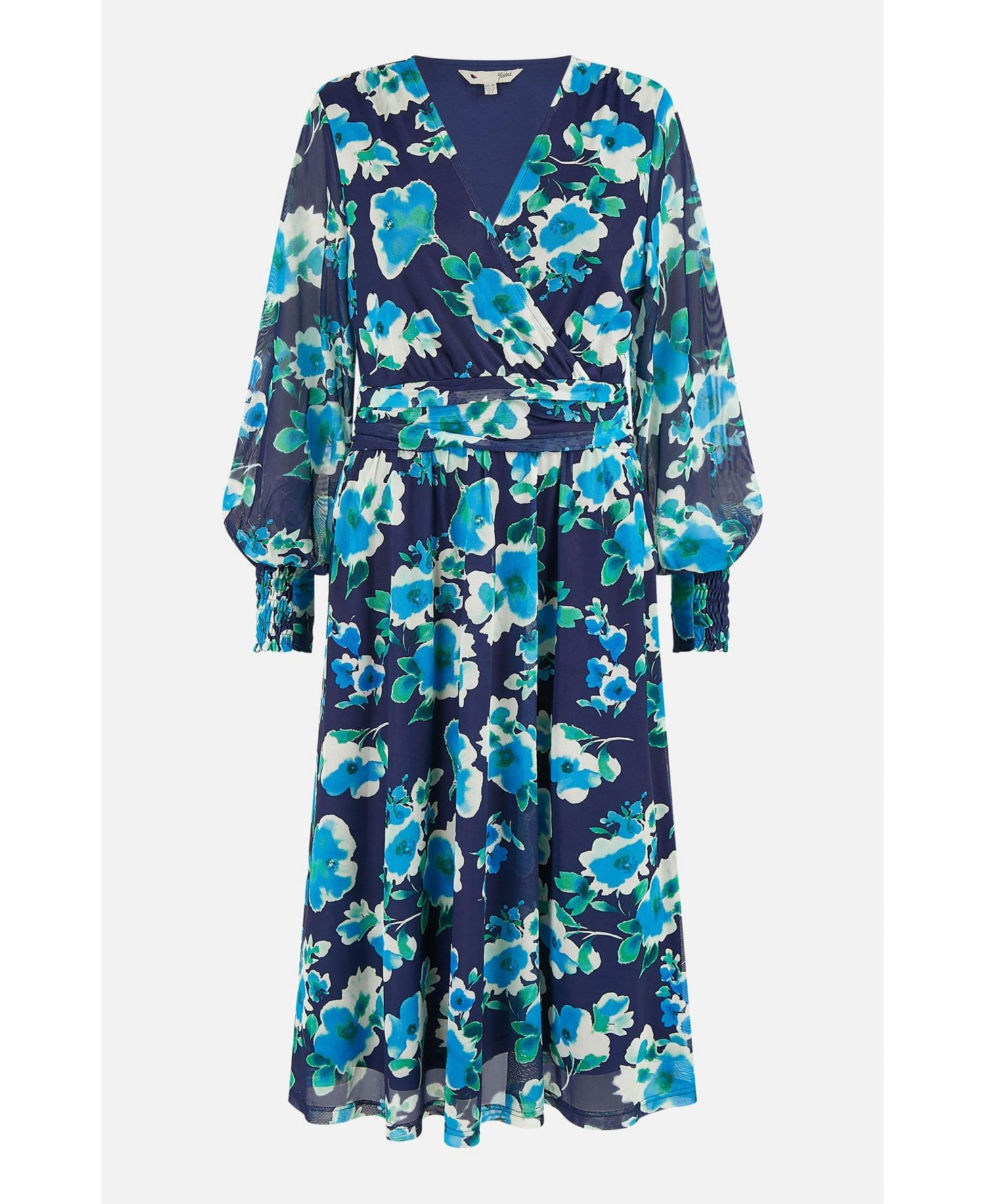 Women's Floral V-Neck Long Sleeves Wrap Dress