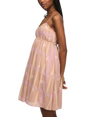 Women's Embroidered Plaid Sweetheart Neck Dress