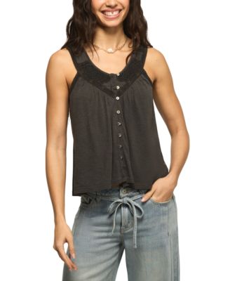Women's Lace Yoke V-Neck Top