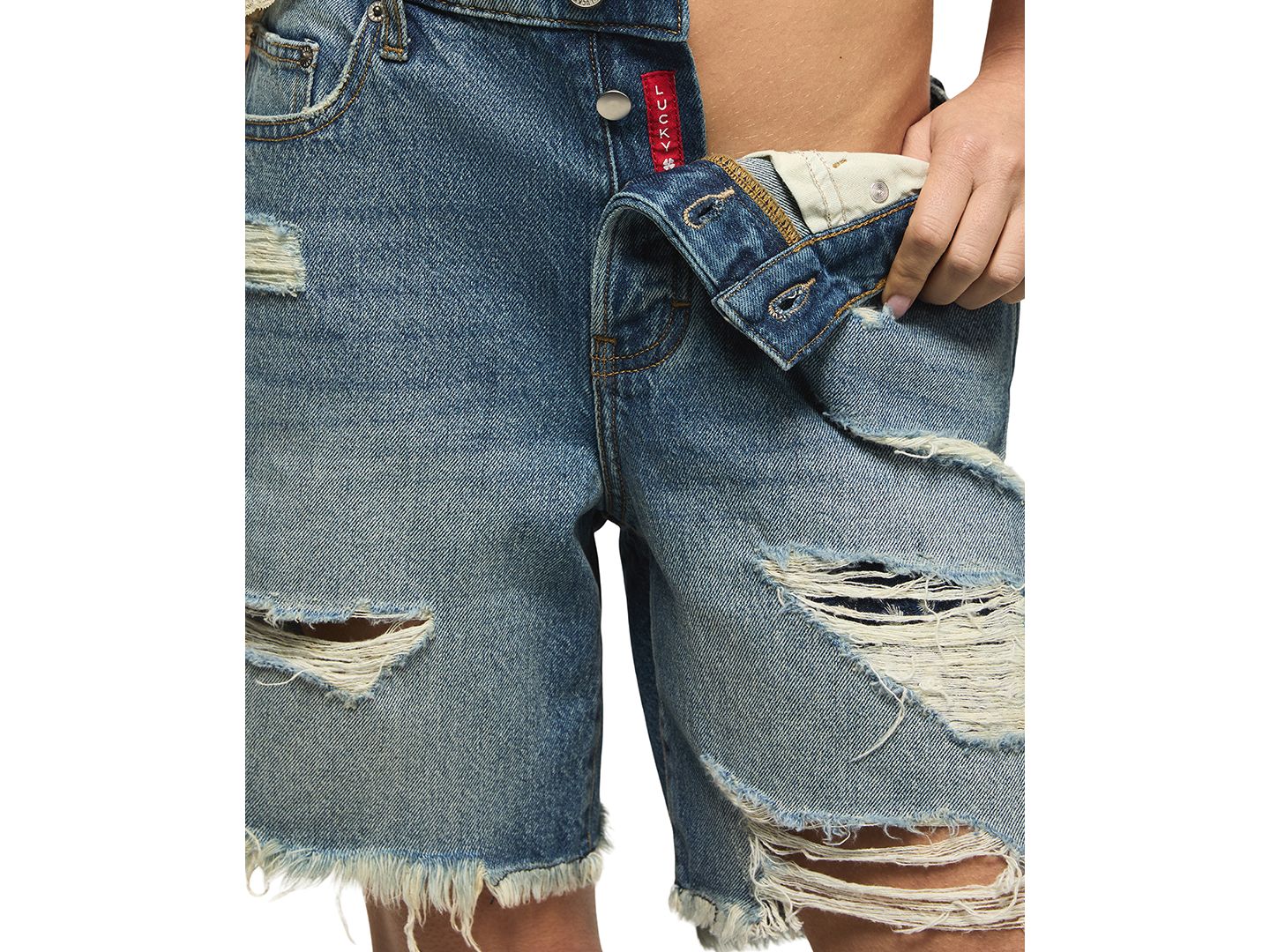 Женские шорты Lucky Brand Cotton Baggy Classic High-Rise, цвет: Выцветший жёлтый варёный — фото 4