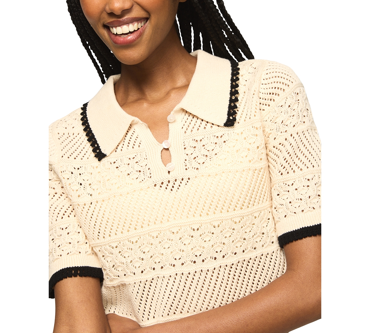 Lucky Brand Women's Short-Sleeve Polo Sweater T-Shirt