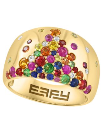 Multi-Gemstone (1-1/2 ct. t.w.) Ring in 14k Yellow Gold-Plated Sterling Silver