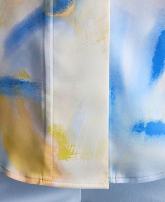 Petite Printed Long-Sleeve Blouse