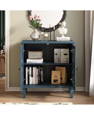 Vintage Carved Accent Cabinet, 2-Door Display Storage Sideboard