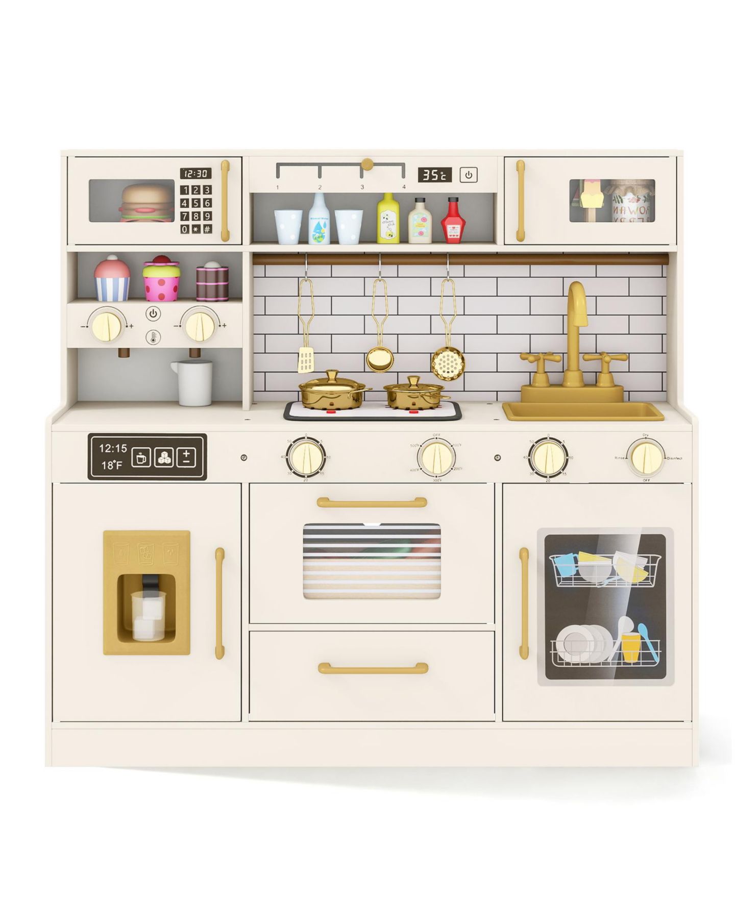 Детский игровой набор Mecale Kitchen Playset with Light and Sound Effects, 10-Piece, Ages 3+, цвет: Белый — фото 9