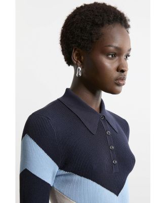 Women's Rib-Knit Polo Top Maxi Dress