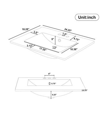 24" Bathroom Vanity with Ceramic Sink, Deep Drawer and Pull Out Basket