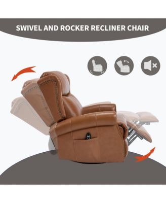 Manual Recliner Chair Heat Massage with Rocker and Swivel
