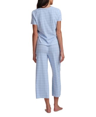 Women's 2-Piece Short-Sleeve T-Shirt & Wide-Leg Cropped Pants Pajama Set