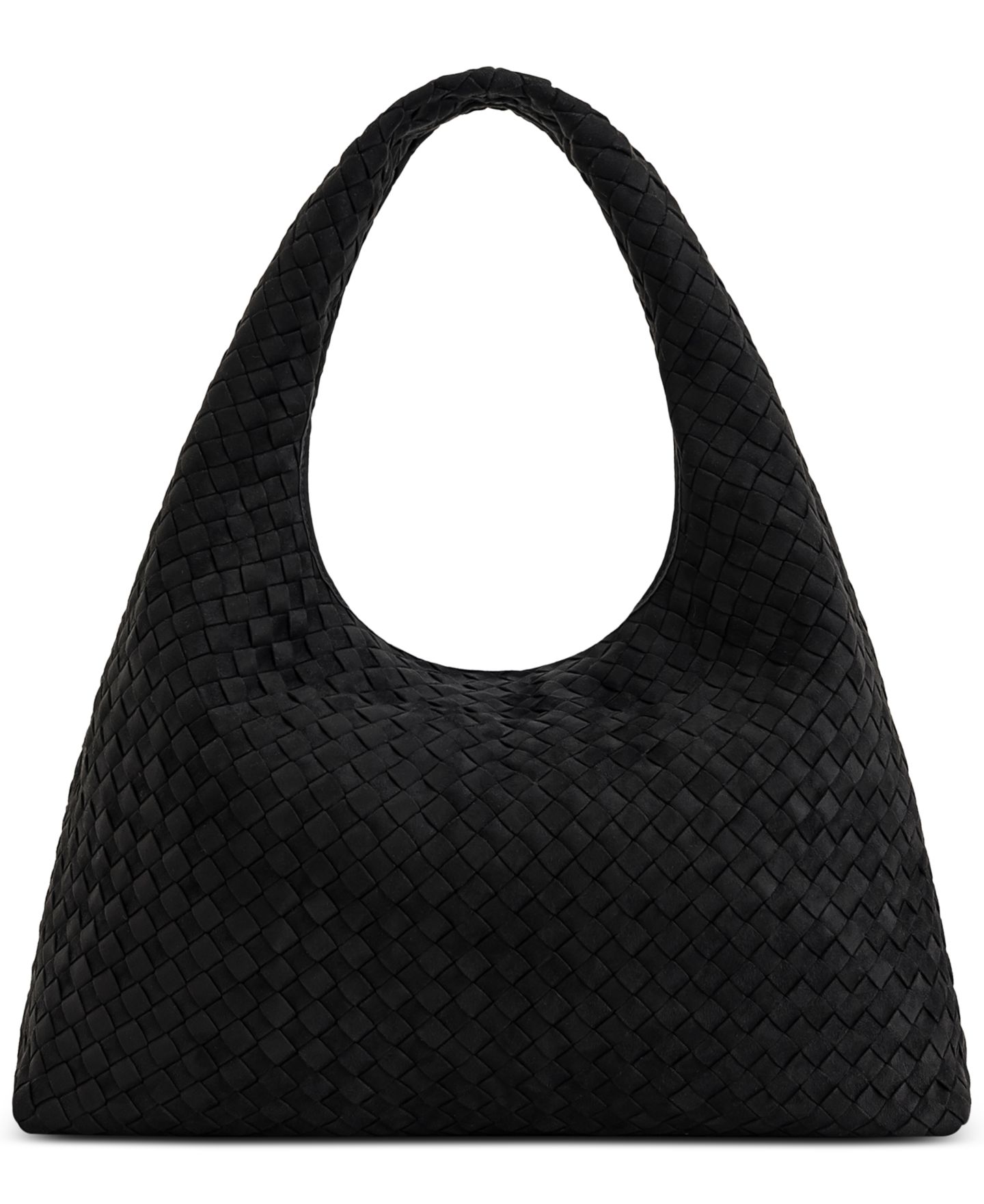 Женская сумка JW PEI Laura Faux Suede Woven Extra-Large Shoulder Handbag, цвет: Чёрный — фото 1